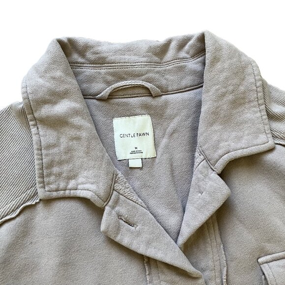 Gentle Fawn Women's Shirt Jacket Cotton Sweatshirt Fleece Shacket Taupe Medium - Picture 3 of 6